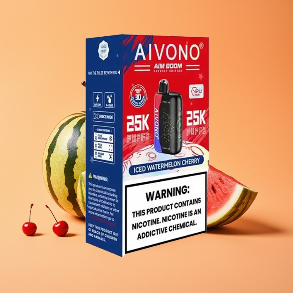 Aivono Aim Boom 25000 Puffs Bærbar Vape Iset Vandmelon Kirsebær 650mAh