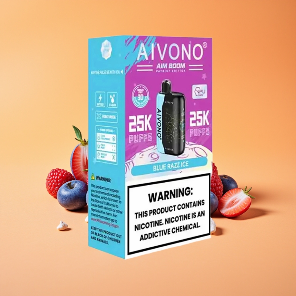 Aivono Aim Boom 25000 Puffs Engangs Vape Blå Hindbær Is med 650mAh Batteri
