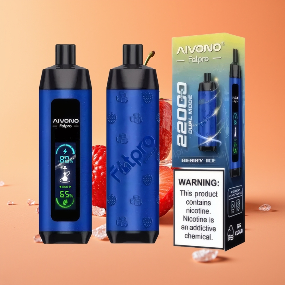 Aivono Aim Fatpro 22000 Puffs Engangs Vape Bær Is 0%/2%/3%/5% Nikotin 28ml