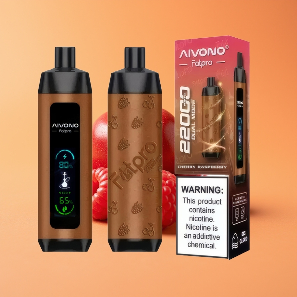 Denmark distributors Aivono Aim Fatpro 22000 Puffs Engangs Vape Kirsebær Hindbær