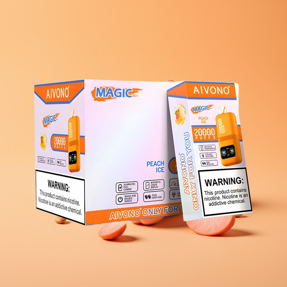 Aivono Aim Magic 20000 Puffs Disposable Vape Fersken Is med LCD-display og Type-C opladning