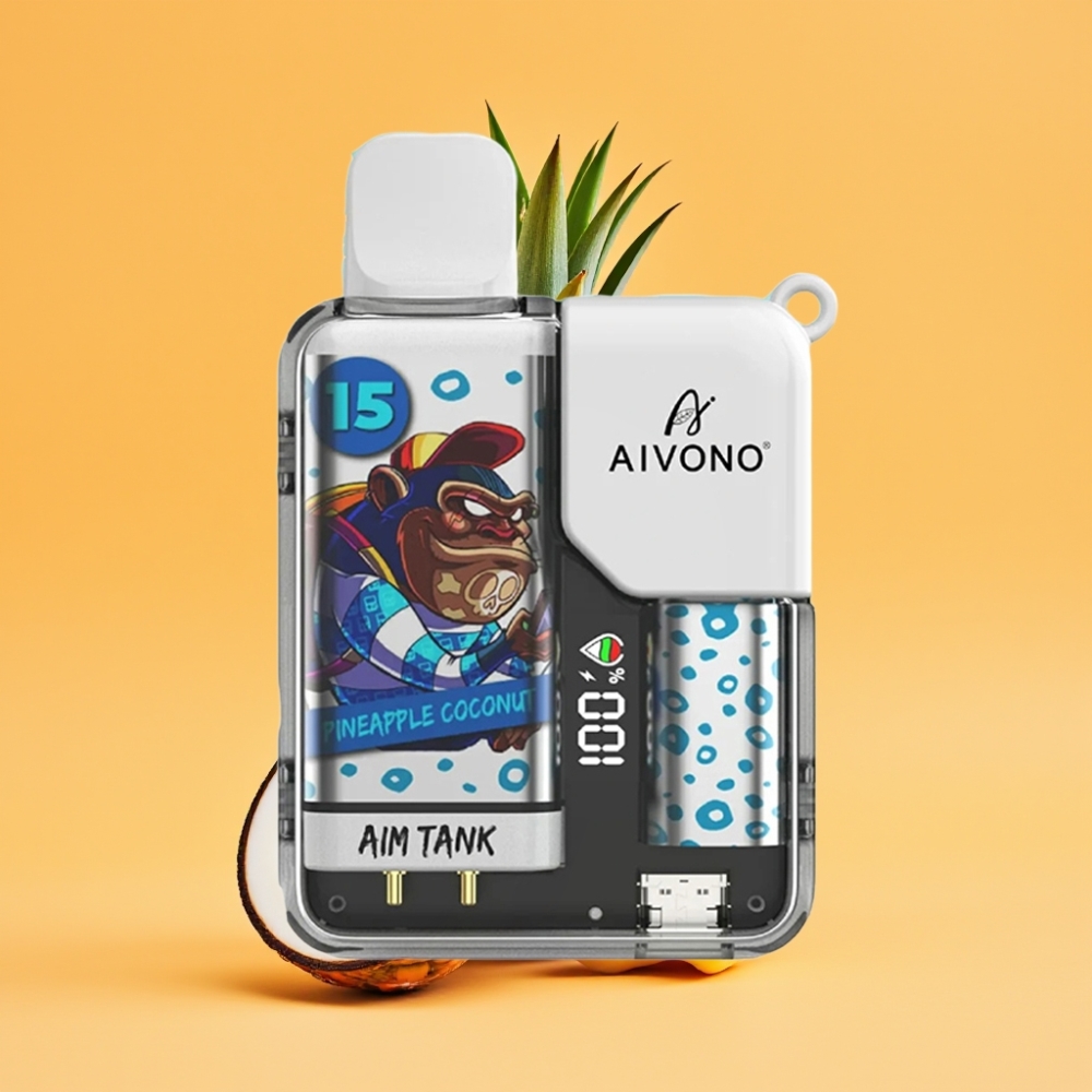 Aivono Aim Tank 9500 Puffs Disposable Vape Ananas Kokos med 18ml E-væske og 650mAh Batteri