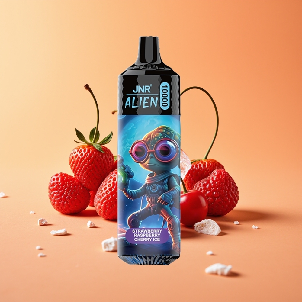 JNR Alien 10000 Puffs Bærbar E-cigaret Jordbær hindbær kirsebær is