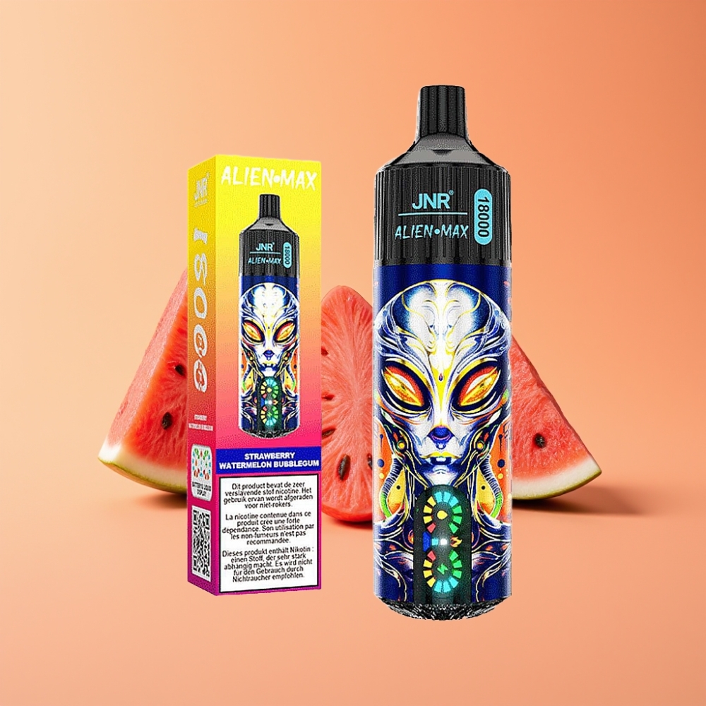 JNR Alien Max 18000 Puffs Bærbar Vape Jordbær Vandmelon Tyggegummi med Smart LED Display