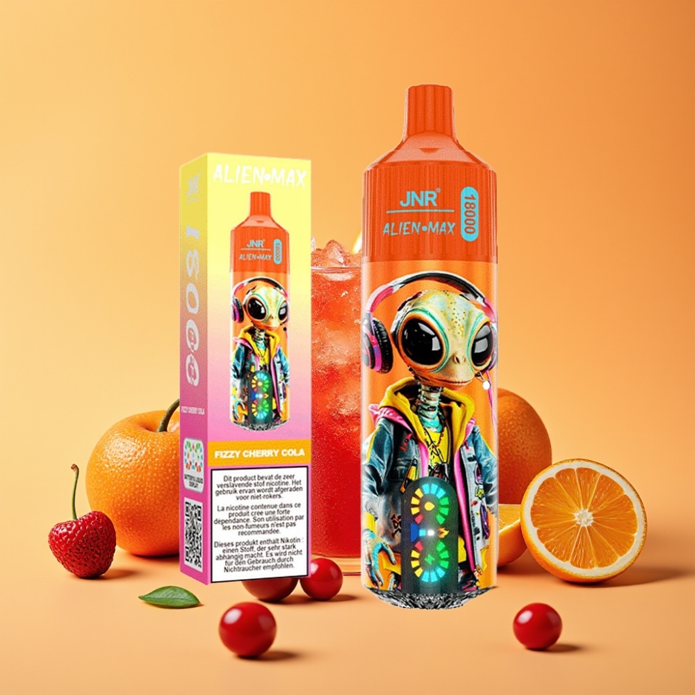 JNR Alien Max 18000 Puffs Bærbar Vape Sprudlende Kirsebær Cola med Smart LED Display