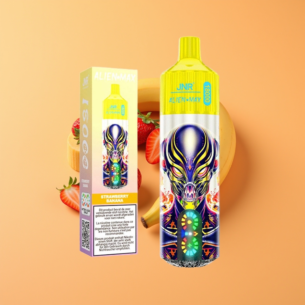 JNR Alien Max 18000 Puffs Disposable Vape Jordbær Banan med Smart LED Display