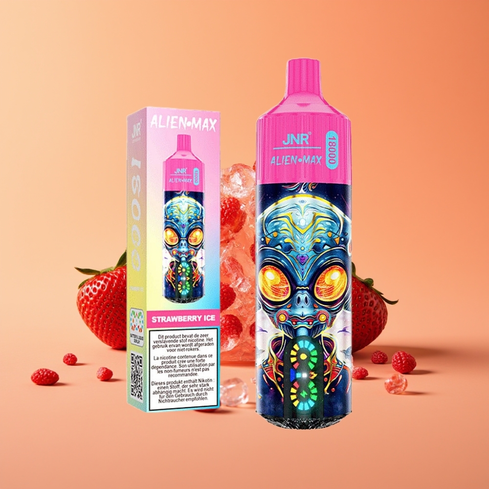 JNR Alien Max 18000 Puffs Disposable Vape Jordbær Is med Smart LED Display & Dual Mesh Coil