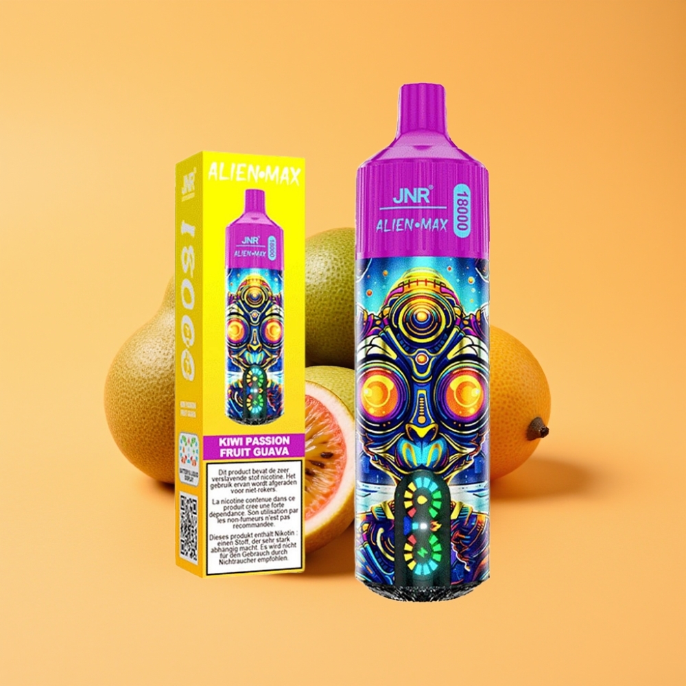 JNR Alien Max 18000 Puffs Engangs Vape Kiwi Passionsfrugt Guava med Smart LED Display