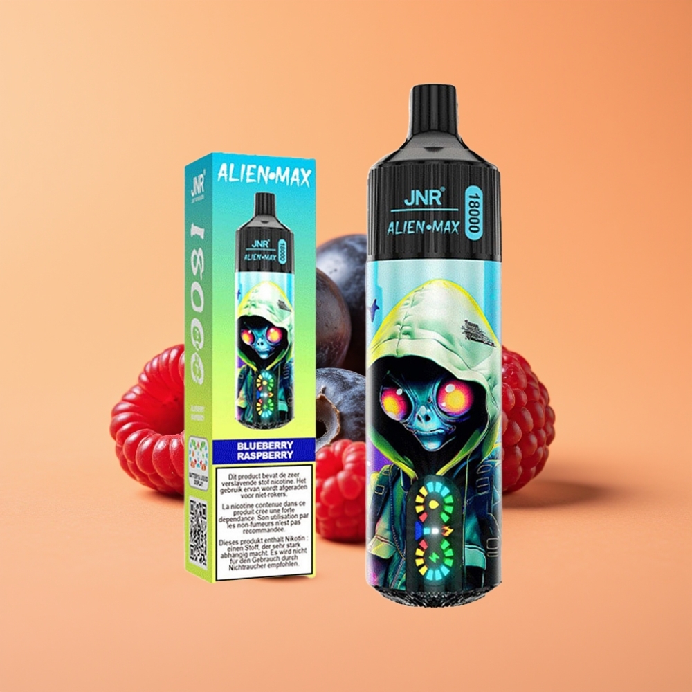 JNR Alien Max 18000 Puffs Engangs-vape Blåbær Hindbær med Smart LED Display