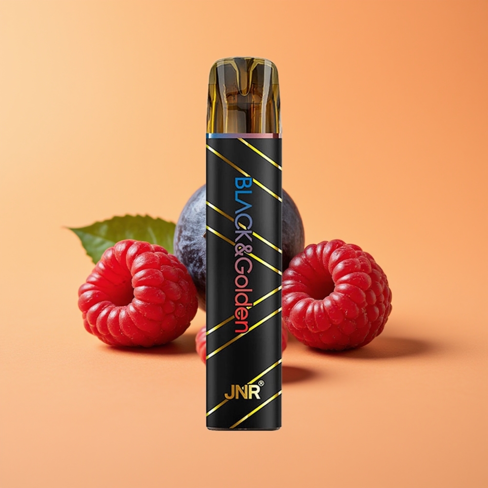 JNR Black&Golden 600+200 Puffs Engangs Vape Blåbær Sur Hindbær 800 Puffs 550mAh