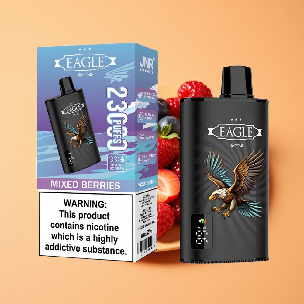 JNR EAGLE Smart 23000 Puffs Disposable Vape Blandede Bær med Digital Skærm & 1.0ohm Mesh Coil