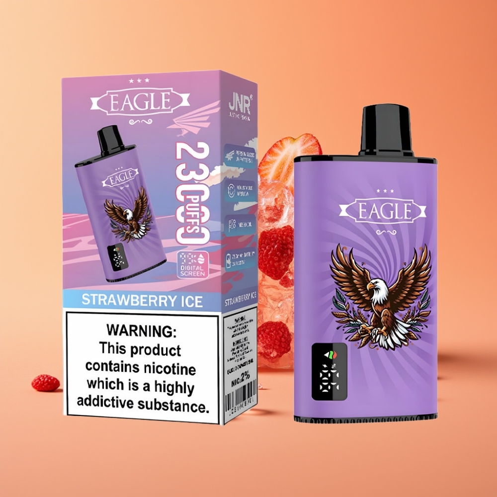 JNR EAGLE Smart 23000 Puffs Disposable Vape Jordbær Is med Digital Skærm og 1.0ohm Mesh Coil