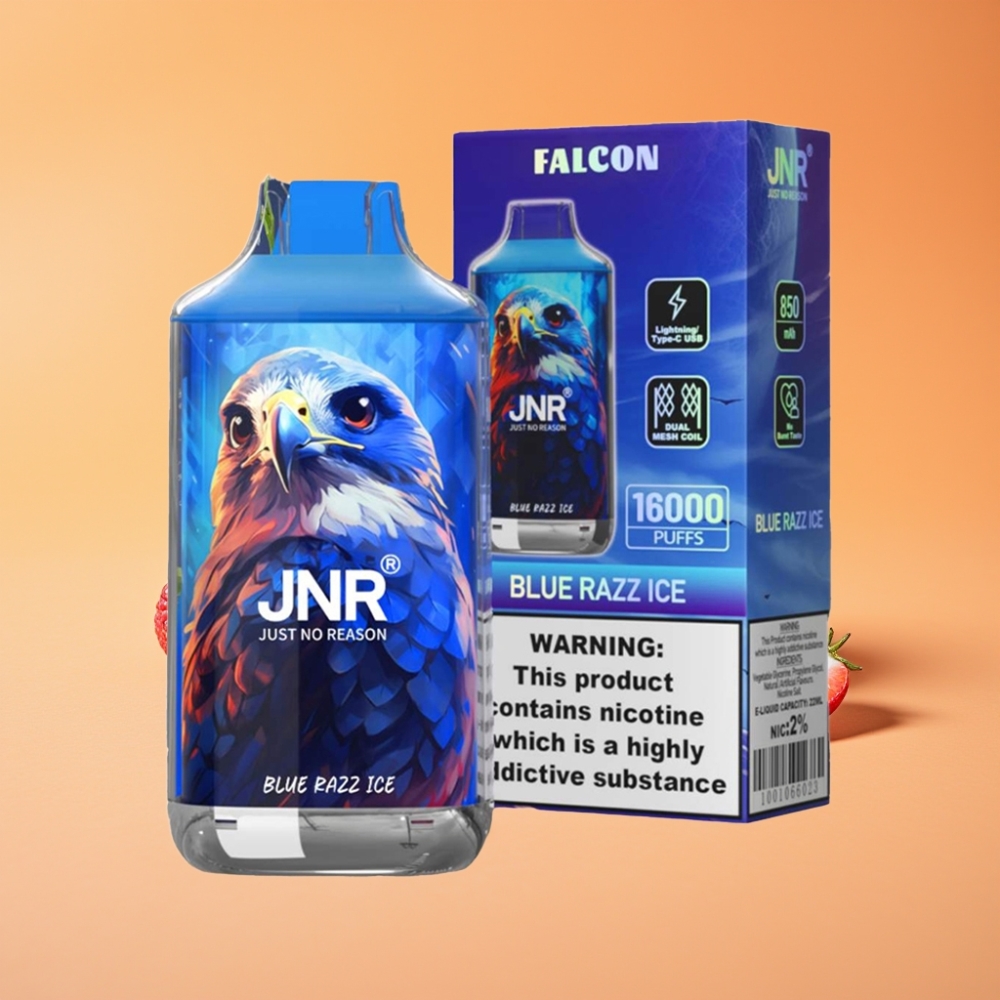 JNR Falcon 16000 Puffs Disposable Vape Blå Hindbær Is med Smart LED Display
