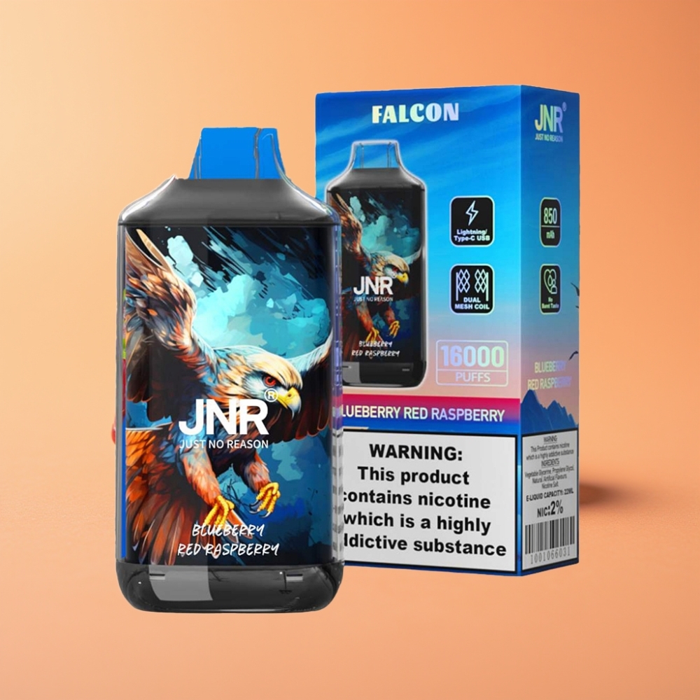 JNR Falcon 16000 Puffs Engangs Vape Blåbær Rød Hindbær med 850 mAh & Type C