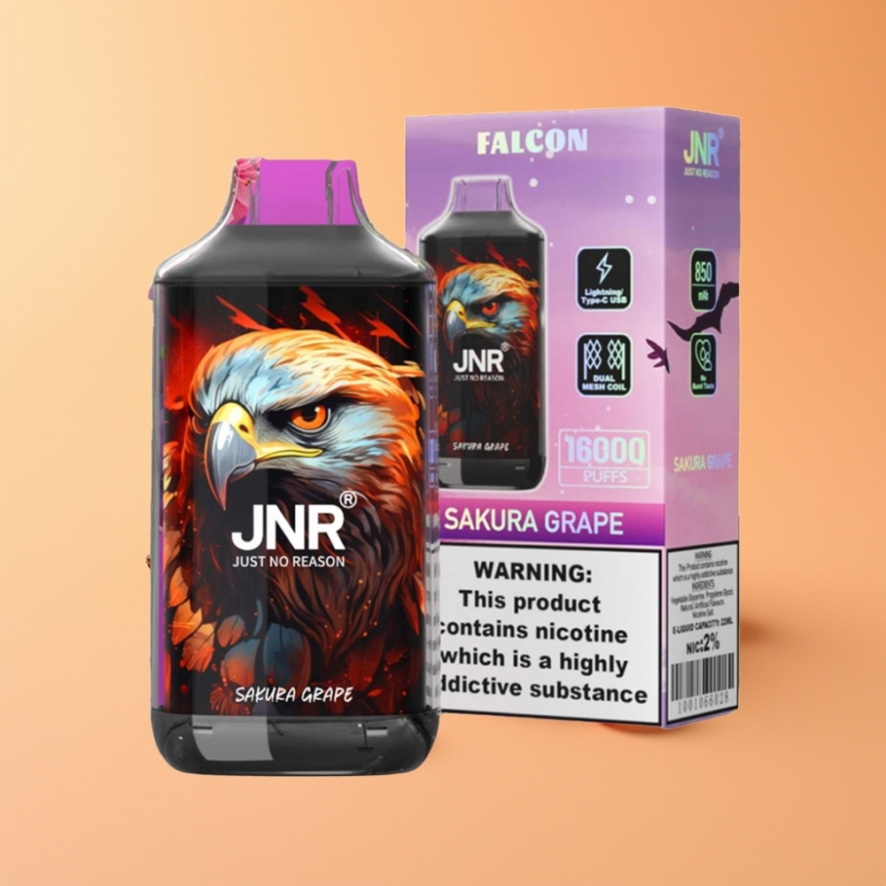 JNR Falcon 16000 Puffs Engangs Vape Sakura Drue med Smart LED Display