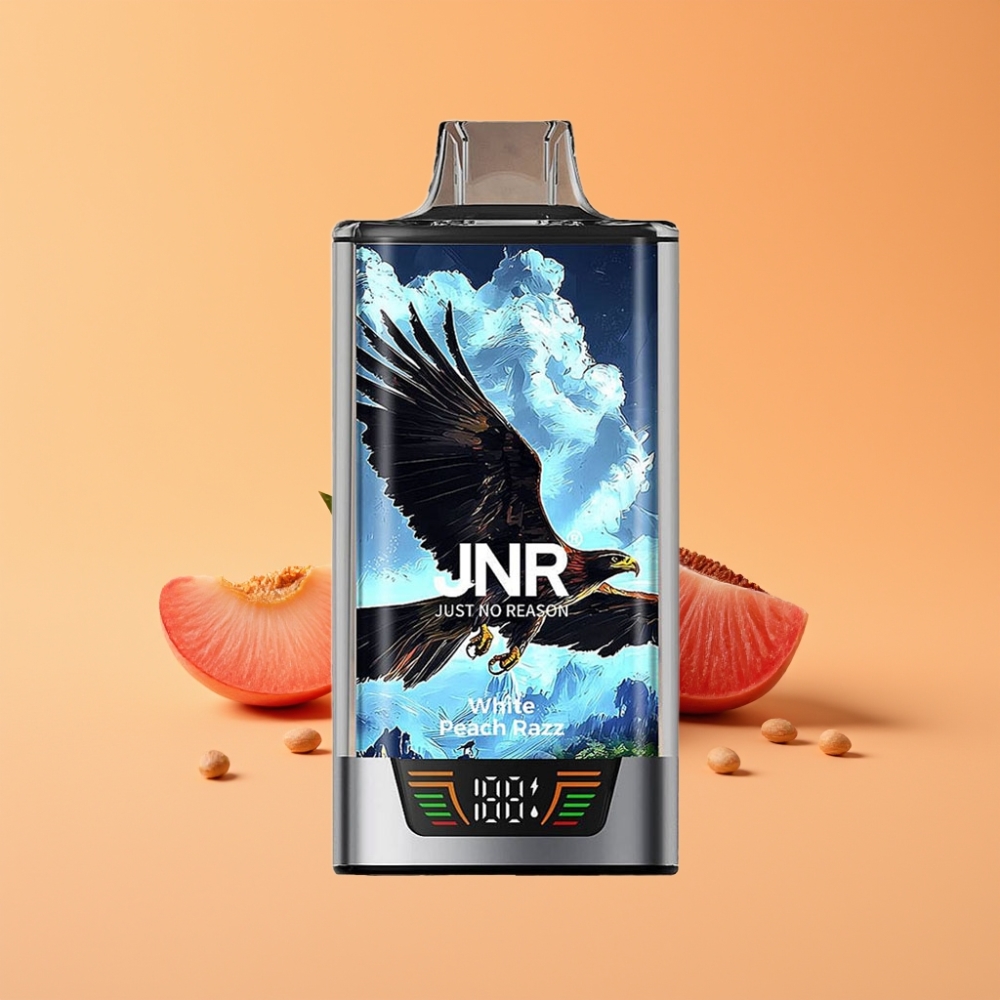 JNR Falcon Pro 28000 Disposable Vape Hvid Fersken Razz med 30ml og 28000 Puffs