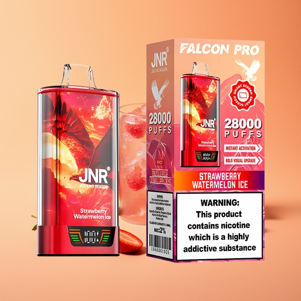 JNR Falcon Pro 28000 Disposable Vape Jordbær Vandmelon Is med 28000 Puffs og 950mAh