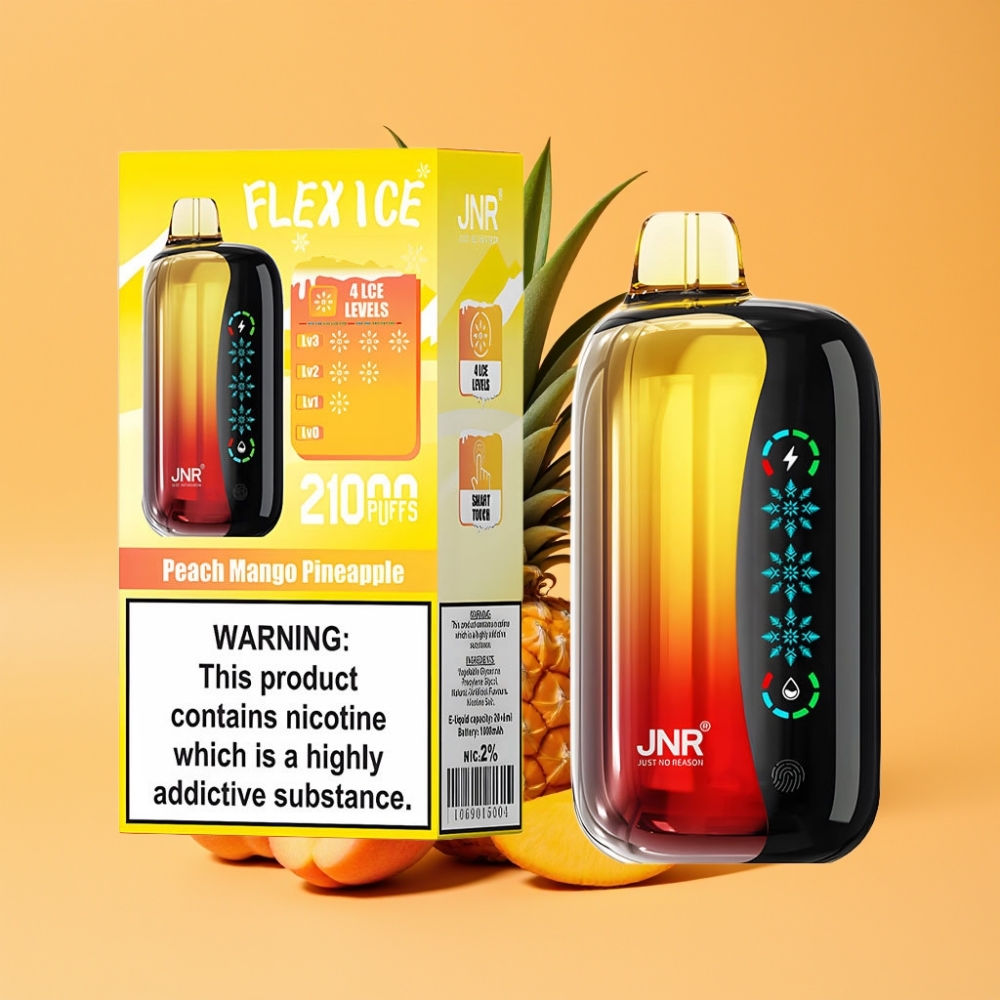 JNR Flex Ice 21000 Puffs Disposable Vape Fersken Mango Ananas med Justerbar Ice og 26ml E-liquid