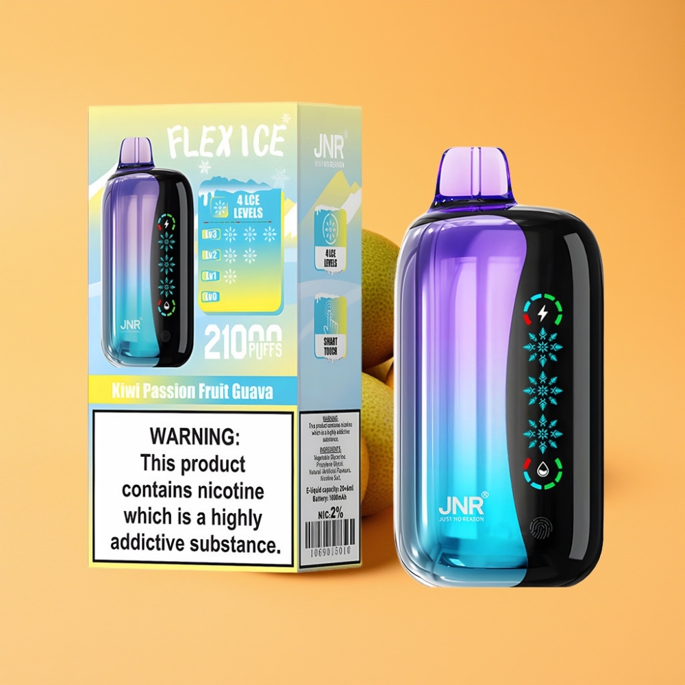JNR Flex Ice 21000 Puffs Disposable Vape Kiwi Passionsfrugt Guava med Justerbar Luftstrøm