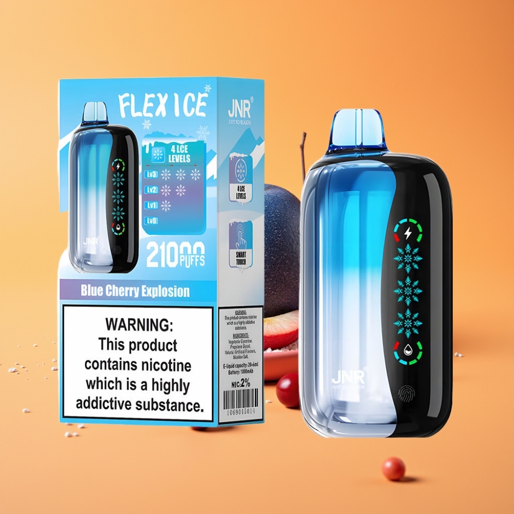 JNR Flex Ice 21000 Puffs Engangs Vape Blå Kirsebær Eksplosion med Justerbar Airflow og 26ml E-liquid