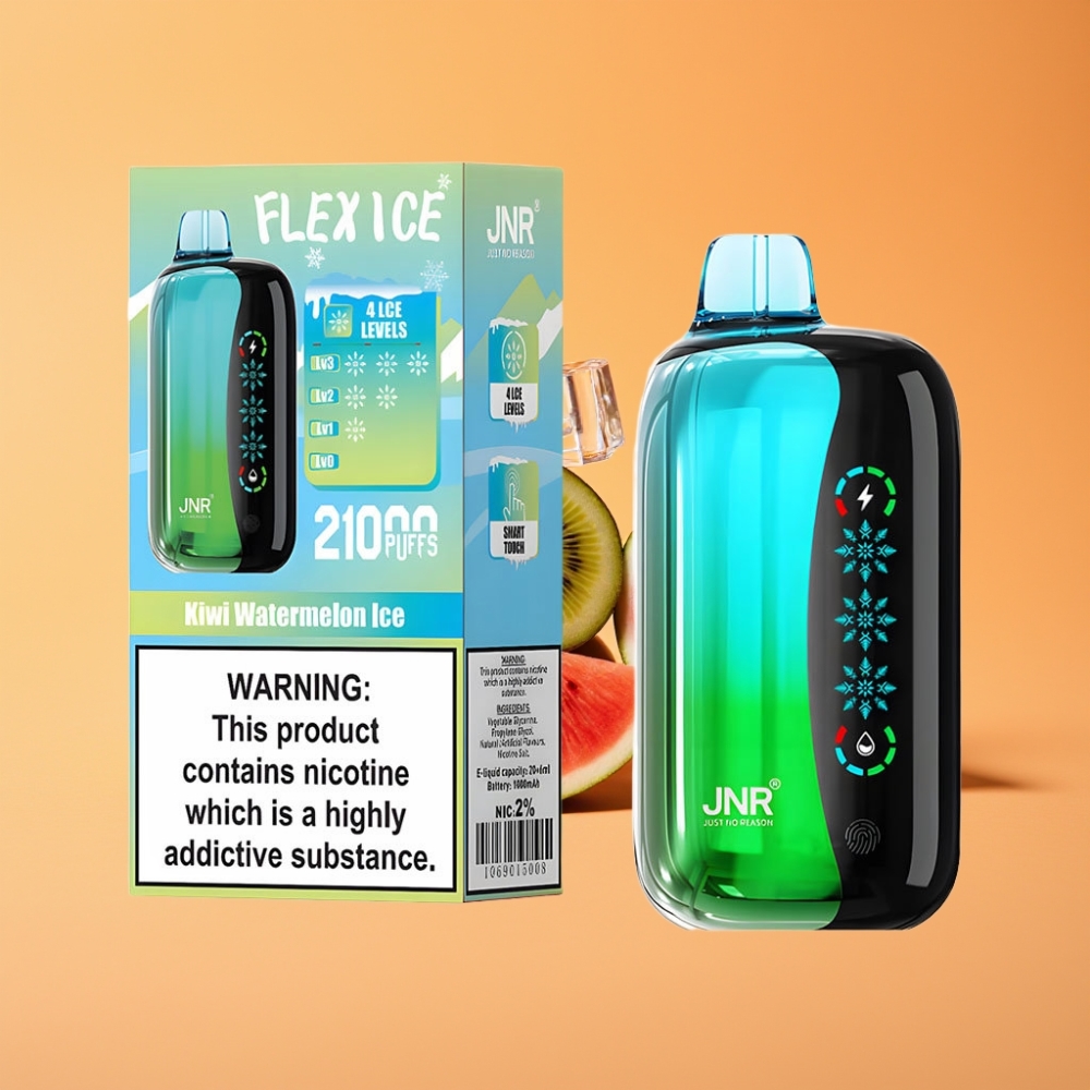 JNR Flex Ice 21000 Puffs Engangs Vape Kiwi Vandmelon Is med Tilpasbar Luftstrøm og Touch Skærm