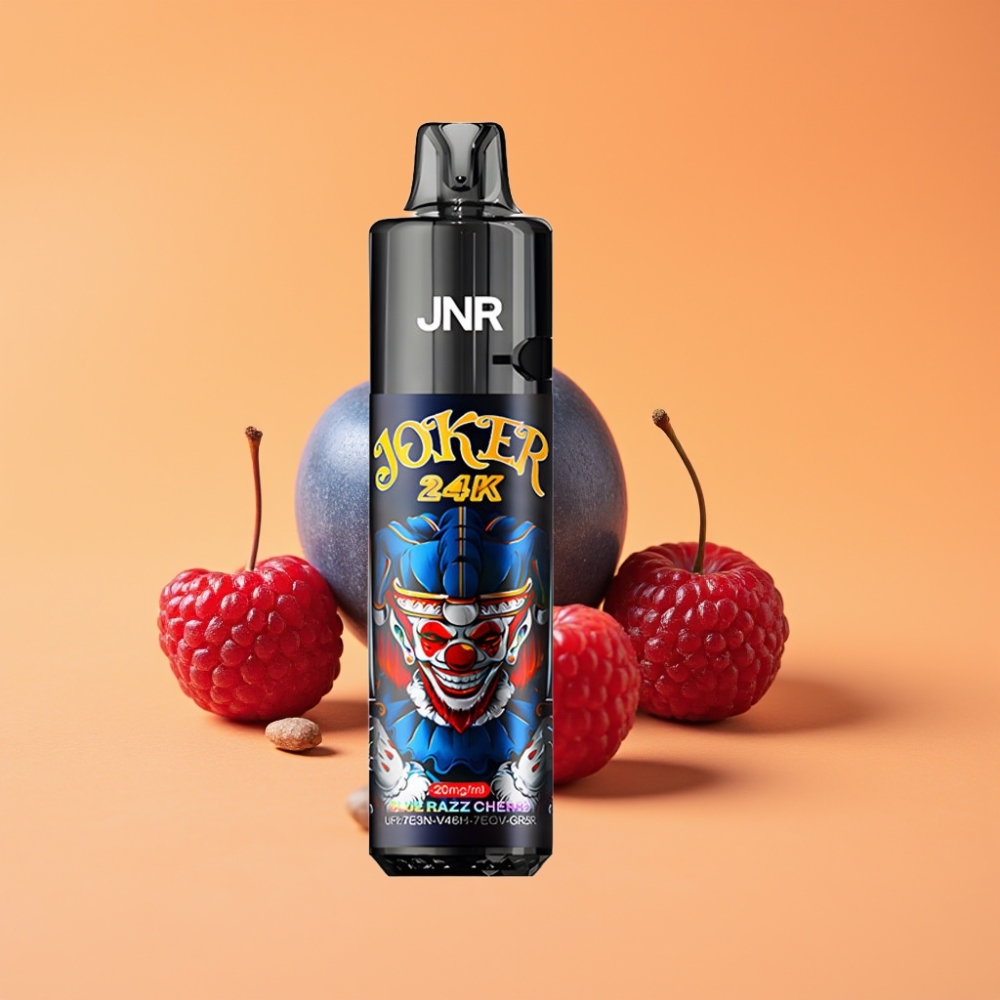 JNR Joker 24K Puffs Disposable Vape Blå Hindbær Kirsebær med 800mAh Batteri