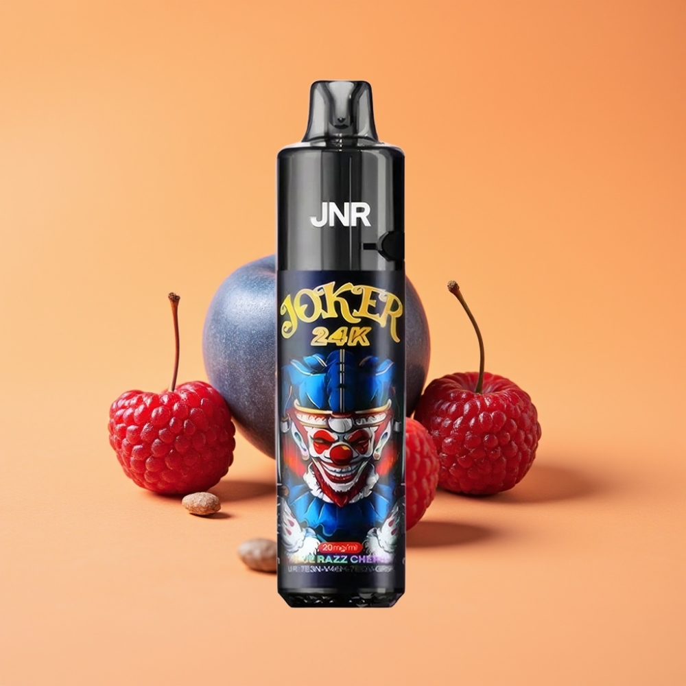 JNR Joker 24K Puffs Disposable Vape Blå Hindbær Kirsebær med 800mAh Batteri