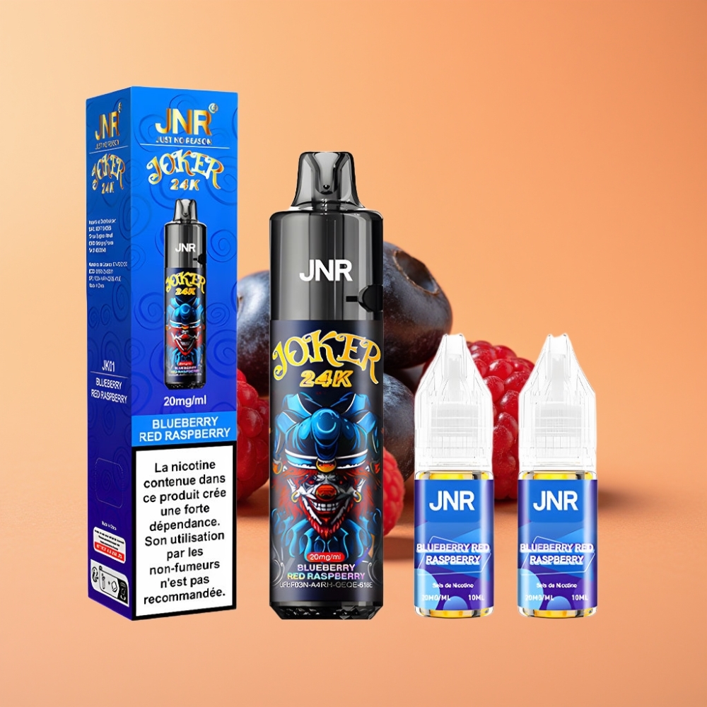 JNR Joker 24K Puffs Disposable Vape Blåbær Rød Hindbær med 800mAh Batteri