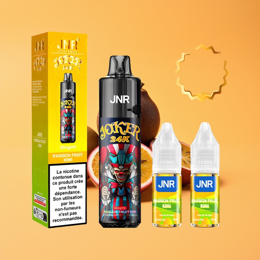 JNR Joker 24K Puffs Disposable Vape Passionsfrugt Kiwi med 800mAh Batteri