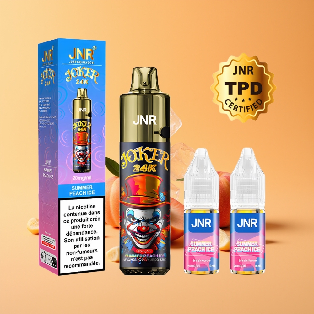 JNR Joker 24K Puffs Disposable Vape Sommer Fersken Is med 800mAh Batteri og Type-C Opladning