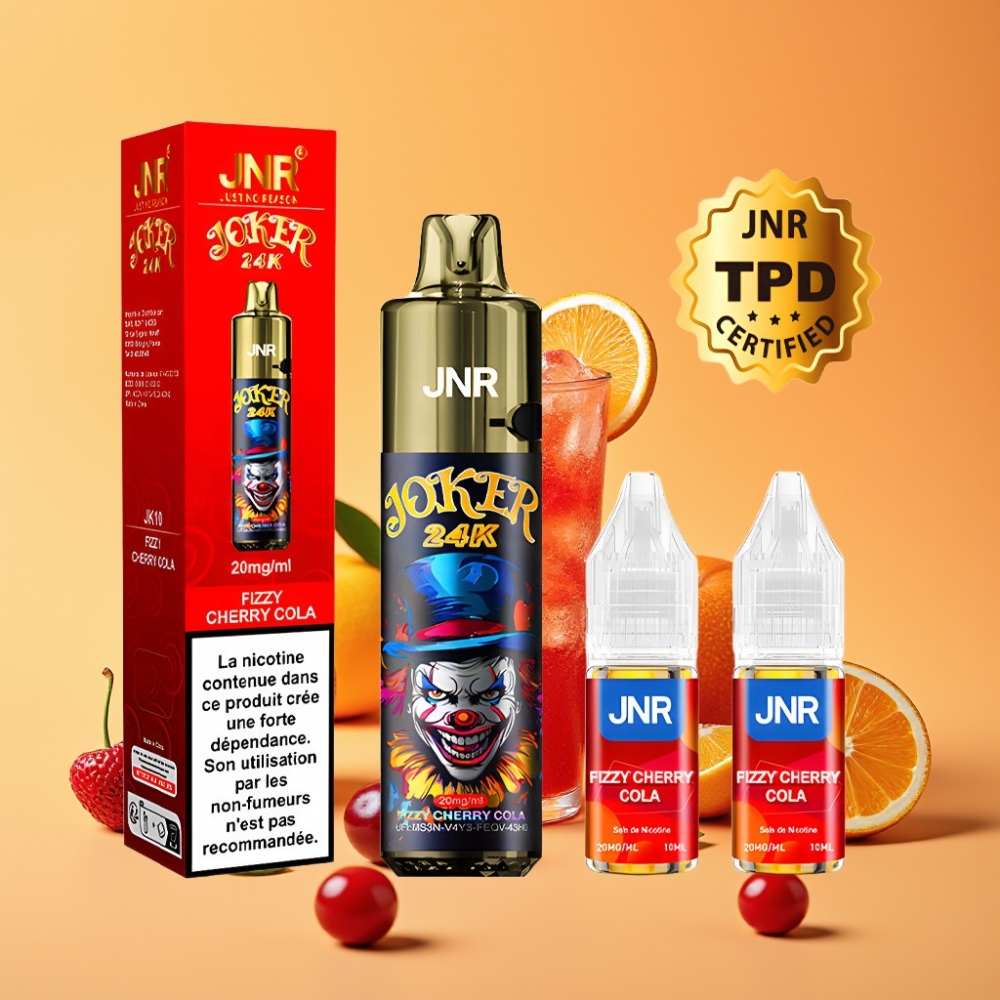 JNR Joker 24K Puffs Disposable Vape Sprudlende Kirsebær Cola med 800mAh Batteri