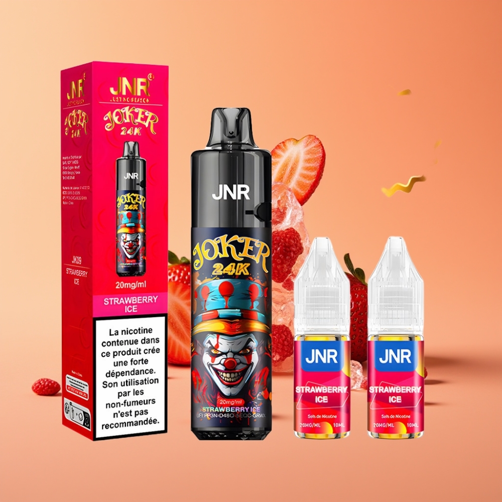 JNR Joker 24K Puffs Engangs Vape Jordbær Is med 800mAh Batteri og Type-C Opladning