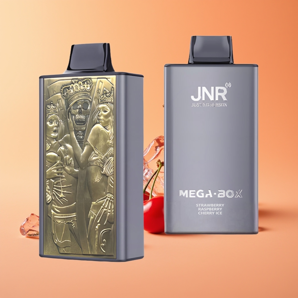 JNR Mega Box 25000 Puffs Disposable Vape Jordbær Hindbær Kirsebær Is med Dual Mesh Coil & Type-C