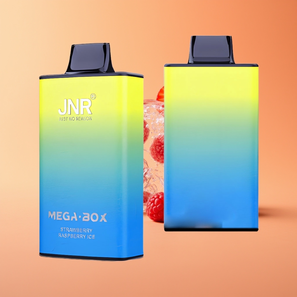 JNR Mega Box 25000 Puffs Engangs Vape Jordbær Hindbær Is med 30ml E-væske & Type-C Opladning