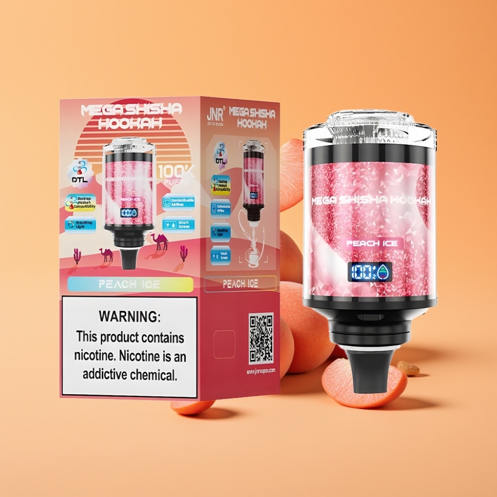JNR Mega Shisha Hookah 100K Desktop Kompatibilitet Fersken Is 2200mAh