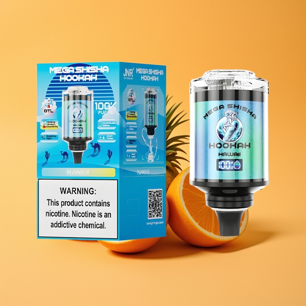 JNR Mega Shisha Hookah 100K Desktop Kompatibilitet Hawaii med 60ml e-Liquid og 2200mAh