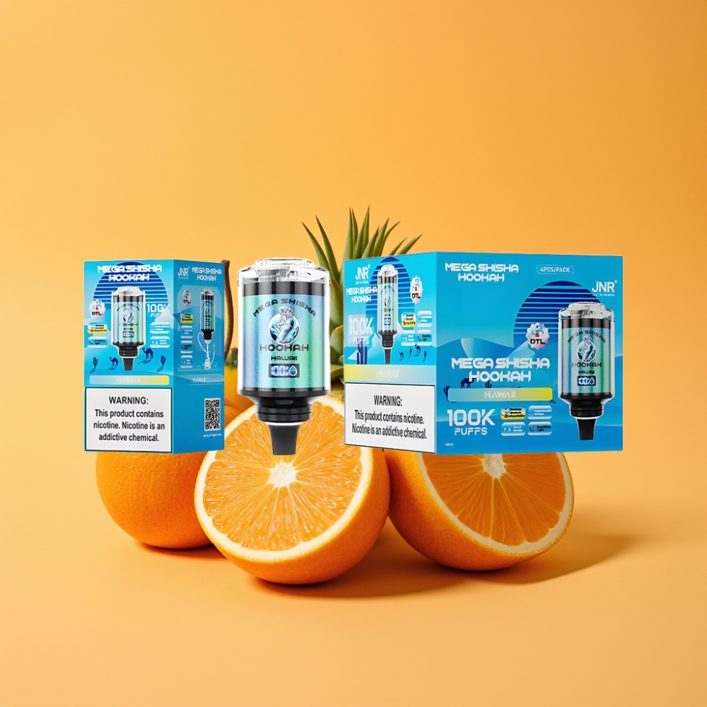 JNR Mega Shisha Hookah 100K Desktop Kompatibilitet Hawaii med 60ml e-Liquid og 2200mAh