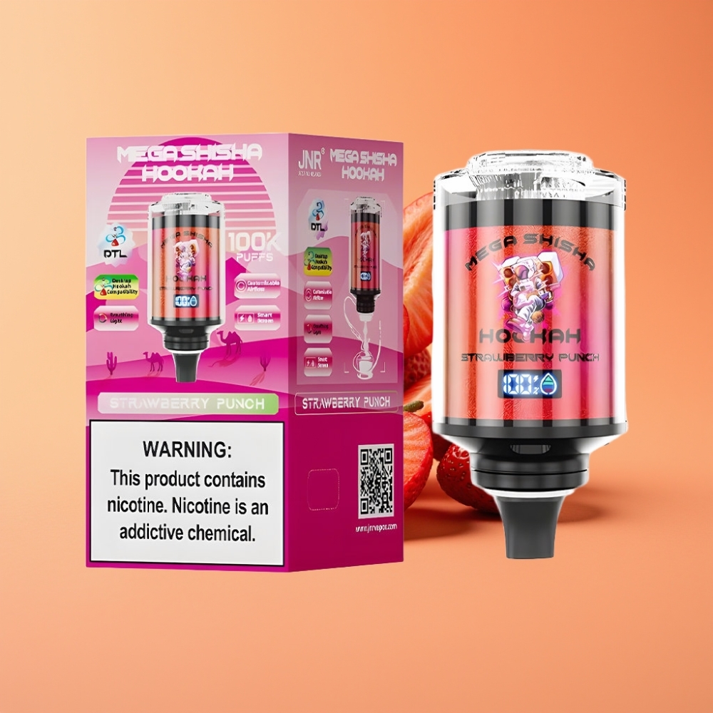 JNR Mega Shisha Hookah 100K Desktop Kompatibilitet Jordbær Punch 2200mAh