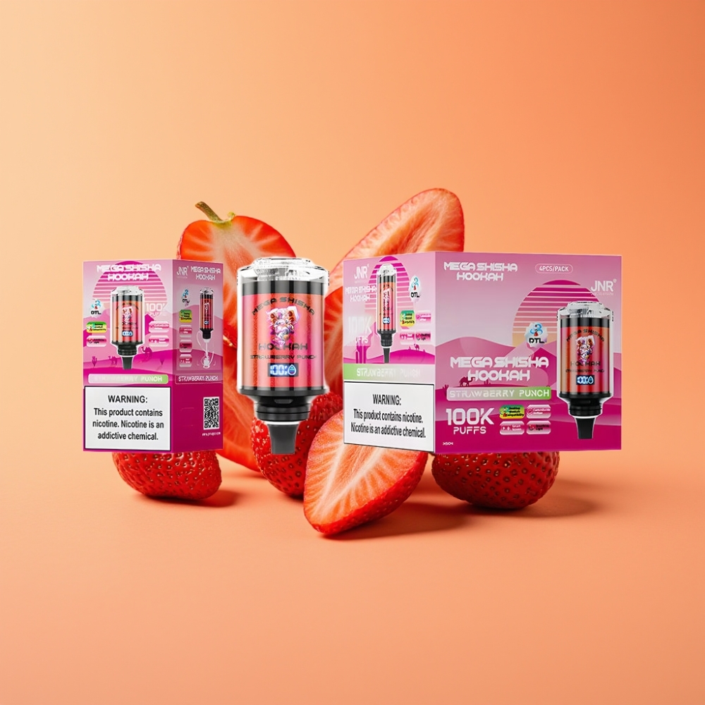JNR Mega Shisha Hookah 100K Desktop Kompatibilitet Jordbær Punch 2200mAh