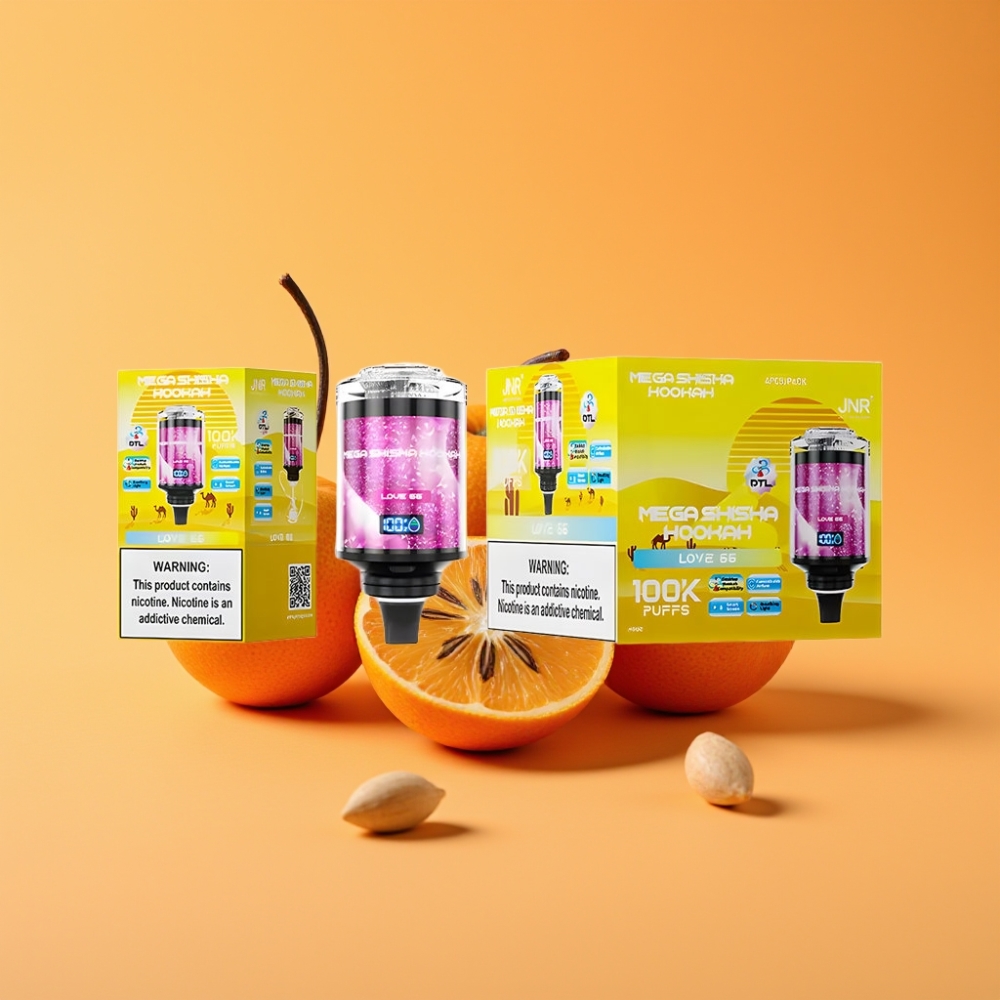 JNR Mega Shisha Hookah 100K Desktop Kompatibilitet Kærlighed 66 med 100.000 puff og 60ml e-Liquid Kapacitet