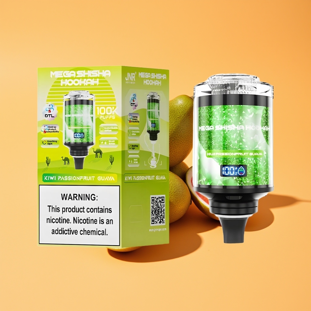 JNR Mega Shisha Hookah 100K Desktop Kompatibilitet Kiwi Passionsfrugt Guava og 2200mAh