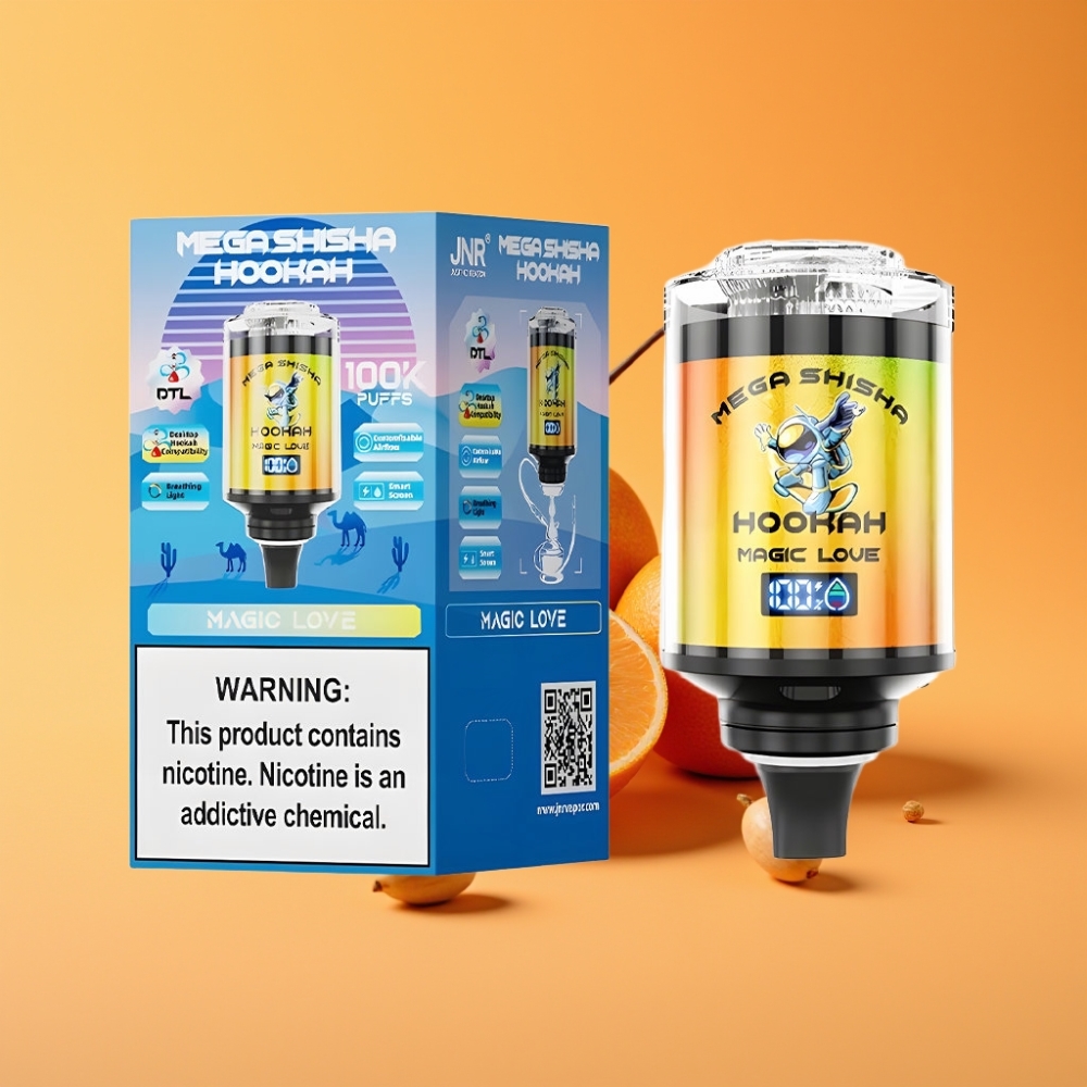 JNR Mega Shisha Hookah 100K Desktop Kompatibilitet Magisk Kærlighed med 60ml e-Liquid og 2200mAh Batteri
