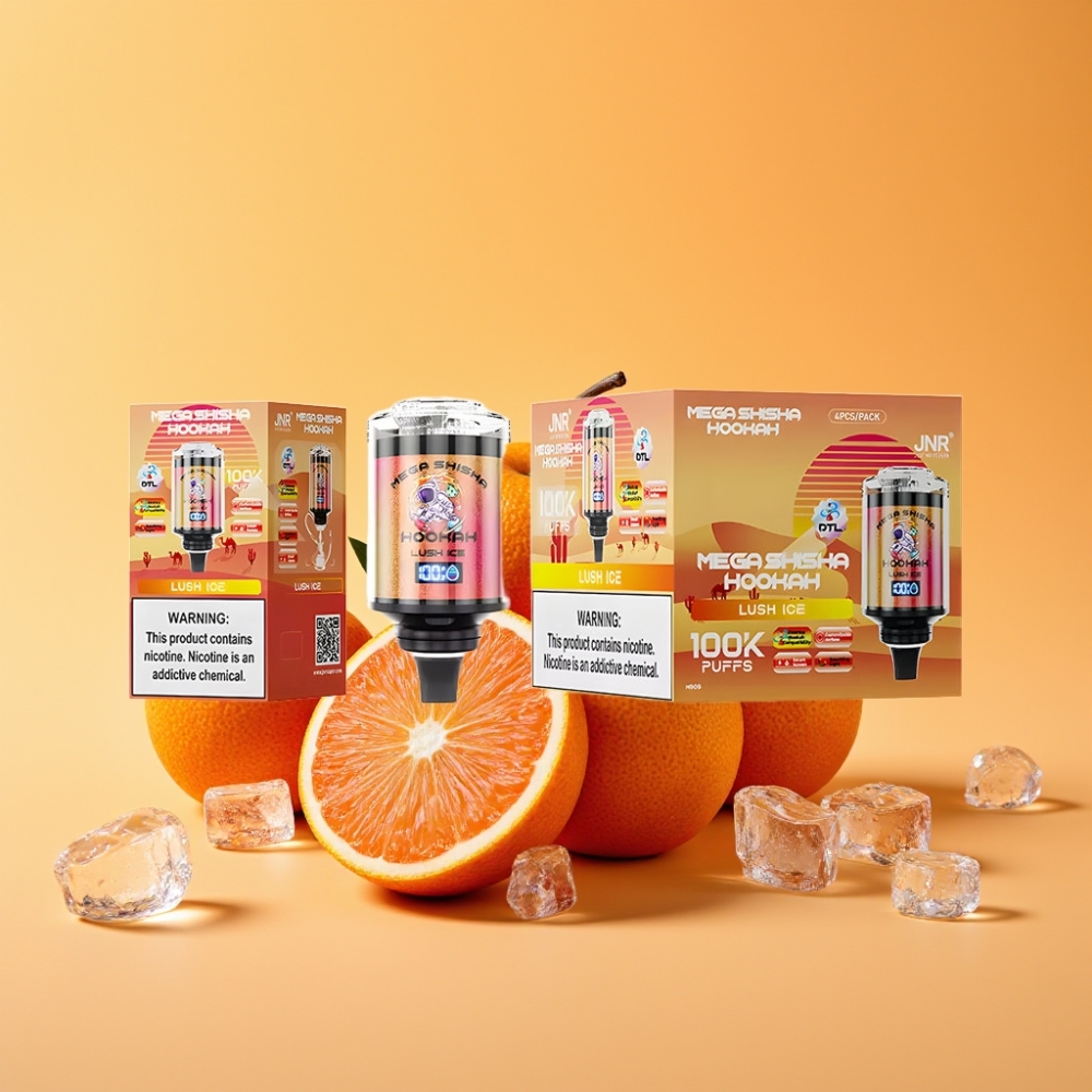 JNR Mega Shisha Hookah 100K Skrivebordskompatibel Lush Is med 100.000 puff og 60ml e-væske
