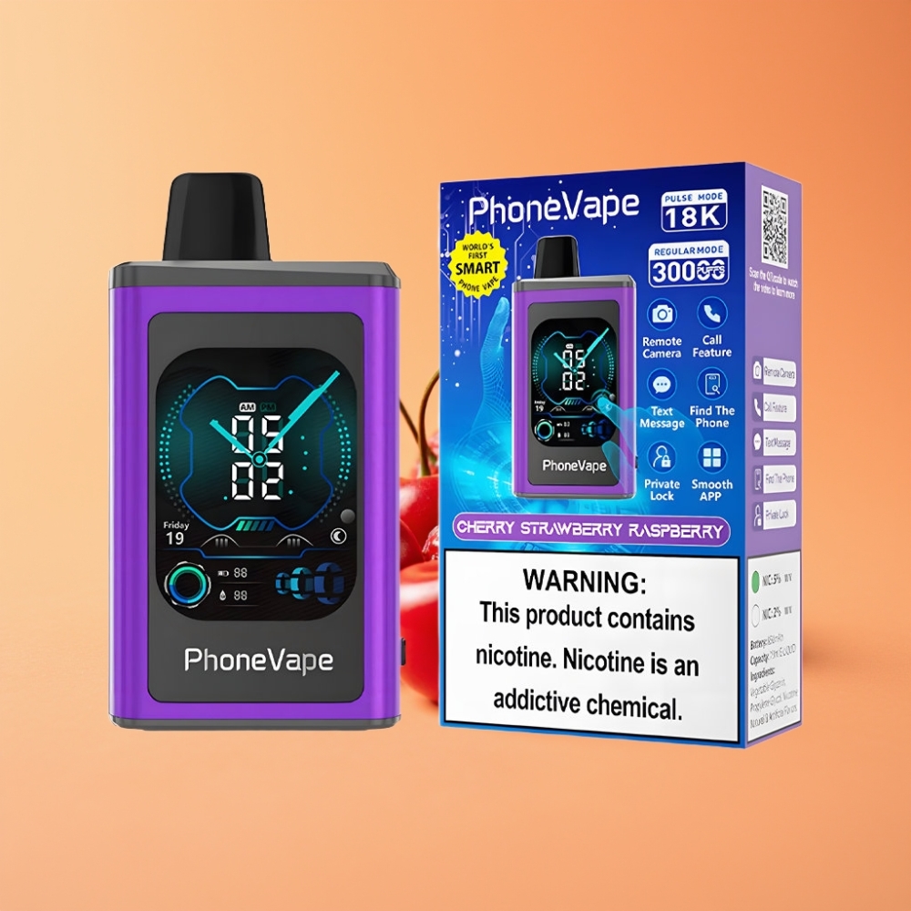 JNR PhoneVape 30000 puffs Engangs Vape Kirsebær Jordbær Hindbær med Turbo Mode