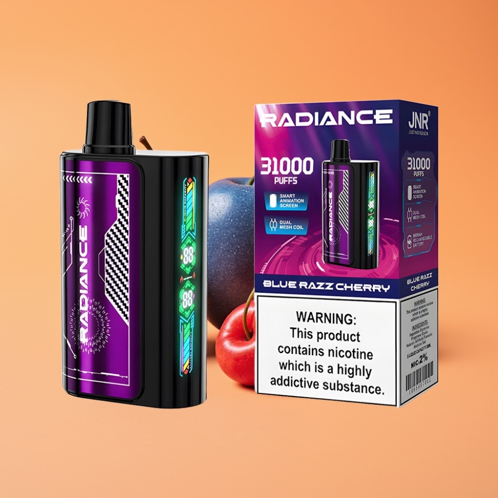 Denmark distributors JNR Radiance 31000 Puffs Engangs Vape BLÅ HINDBAER KIRSEBÆR