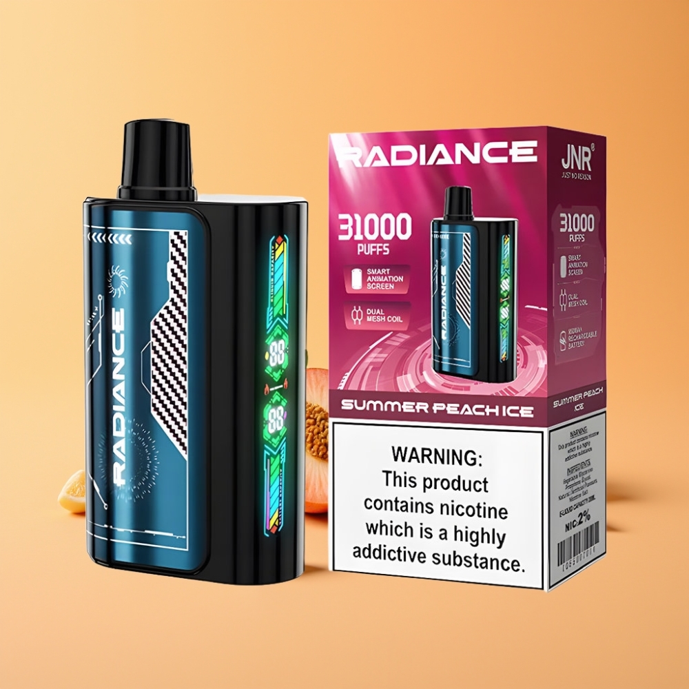 JNR Radiance 31000 Puffs Disposable Vape SOMMER FERSKEN IS Features: 28ml E-liquid Smart Animation Screen