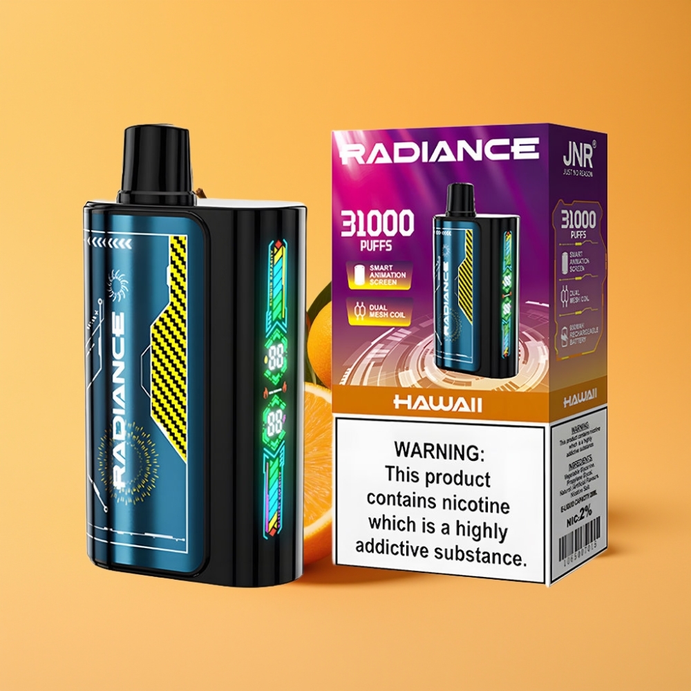 JNR Radiance 31000 Puffs Engangs Vape HAWAII med Smart Animation Screen og Dual Mesh Coil