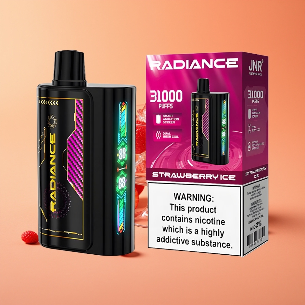 JNR Radiance 31000 Puffs Engangs Vape JORDBÆR IS med Smart Animation Screen