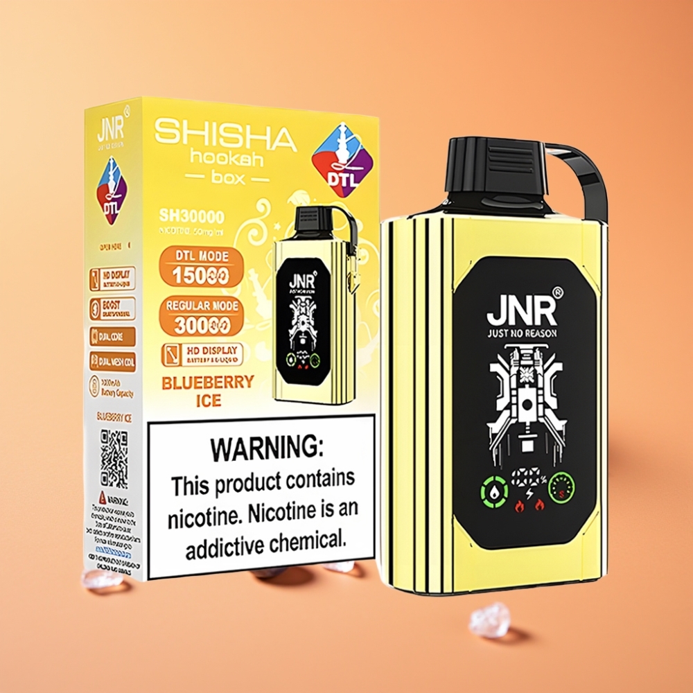JNR Shisha Hookah Box 20500 Puffs Engangs Vape Blåbær Is med 25ml & Type-C