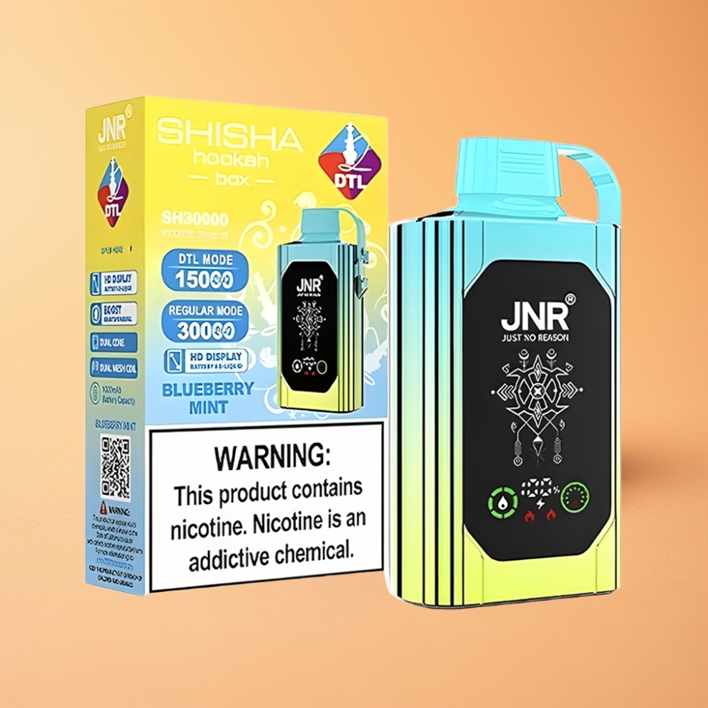 JNR Shisha Hookah Box 20500 Puffs Engangs Vape Blåbær Mynte med 25ml E-væske